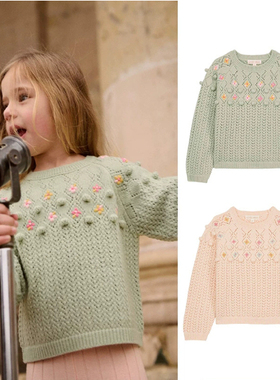 Passy'sChoice秋冬女童装宝宝LM羊毛手工绒球套头休闲可爱厚毛衣