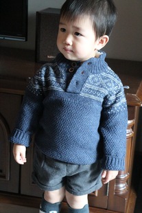 Z家原D外贸男童装宝宝春棉毛混纺费尔岛加绒领针织衫毛衣