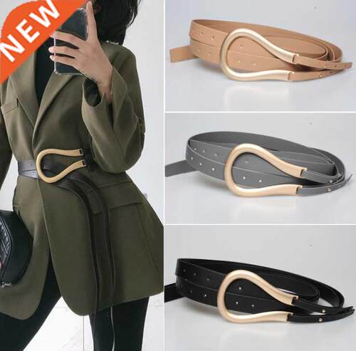 New Soft Faux Leather Belts Personality Big Alloy Buckle Thi