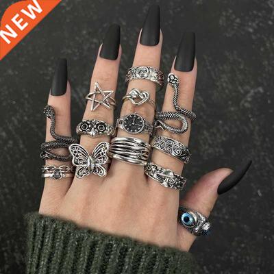 Retro Silver Color Butterfly Snake Frog Ring For Men Women P
