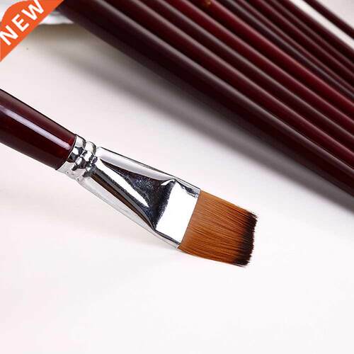 Two-color nylon hair flat peak oil brush 12 pcs sets of brus