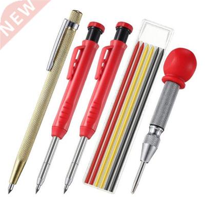 Carpenter Pencils Set for Construction Positioned on Wood Pl