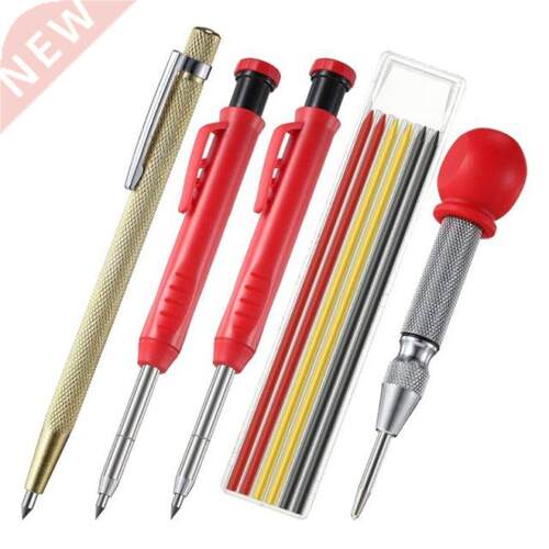 Carpenter Pencils Set for Construction Positioned on Wood Pl