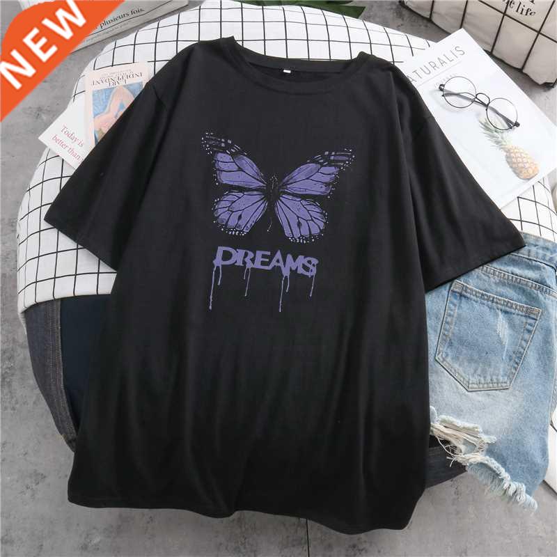 Men T-shirts Harajuku Gothic Y2k Aesthetic Ladies Purple But