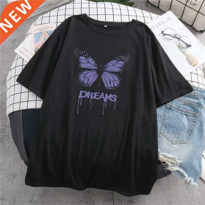 Men T-shirts Harajuku Gothic Y2k Aesthetic Ladies Purple But