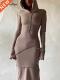 Hooded Patchwork Sknny Hugctar Dress Sleeve Max 2021 Long