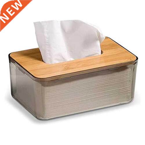 Tissue Box, Facial Tissue Dispenser Box With Bamboo Wood