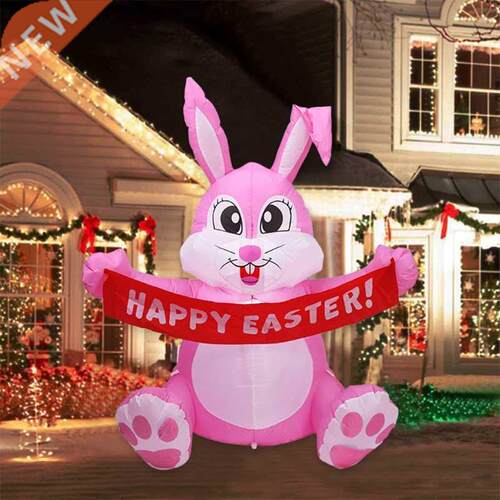 1.5m Inflatable Happy Easter Bunny Doll Toy LED Night Light