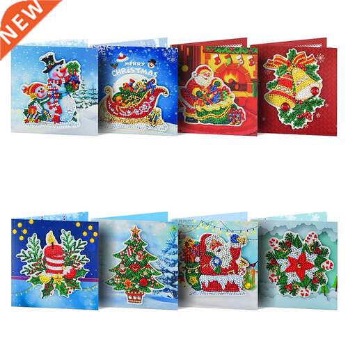 8Pcs 5D DIY Diamond Painting Christmas Cards Greeting Card S