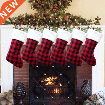 Christmas Red/Black Plaid Pattern Stockings Christmas Socks