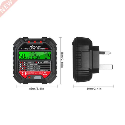 107E Socket Tester Voltage Test GFCI Outlet Tester with V