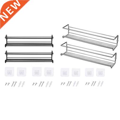 Wall Mounted Spice Bottle Storage Rack Set Punch Free Metal