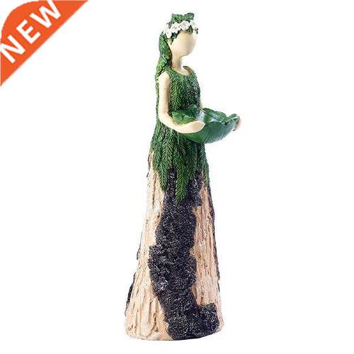 Garden Fern Graceful Goddess Fairy Statuary with Bird
