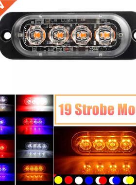 4LED Car Strobe Warning Light Grill Flashing Breakdown Emerg