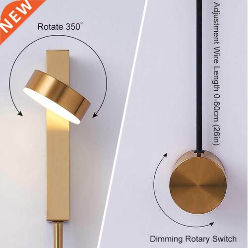 Led indoor wall lamps rotation dimming switch led wall light