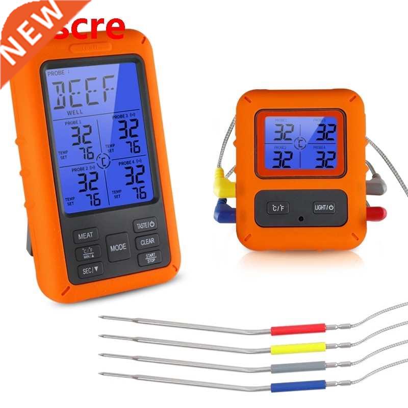 100M Remote Wireless Food Kitchen Thermometer Four Probe For