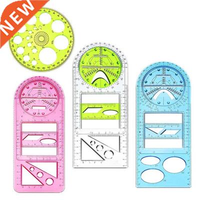 4Pcs Multifunction Ruler Plastic Template Ruler Geometric Ci