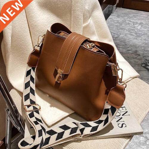 Vintage Simple Small PU Leather Bucket Crossbody Bags For Wo