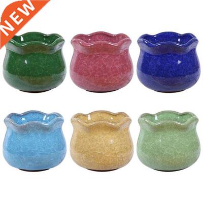 Ceramic Ice Crack Texture Succulent Planter Container Wide A