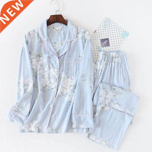 Japanese style new spring and summer women's pajamas cotton