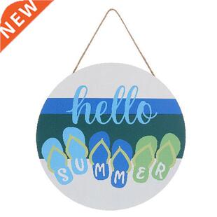 Plaque Wooden Hanging Summer Signs Door Wood Hello Sign