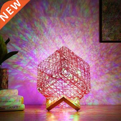 LED Tble Lmp Rttn Cretive Squre Bedside Lmp LED Night