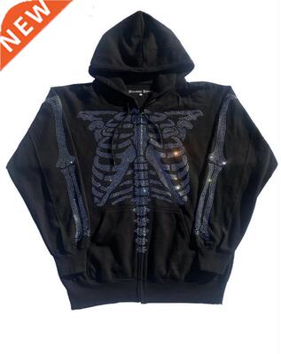 Skull Head Hoodie Women's Sweatshirt Loose Hooded Jacket Rhi