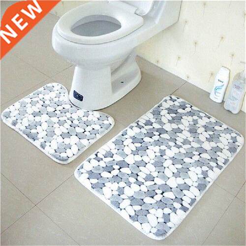 2pcs Cotton Pebble shape Absorbent Soft Bath Pedestal Mat