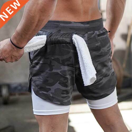 New Summer Running Shorts Men 2 in 1 Sports Jogging Fitness