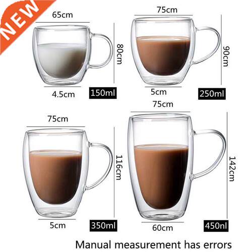 Double Wall High Borosilicate Glass Mug Heat Resistant Tea M