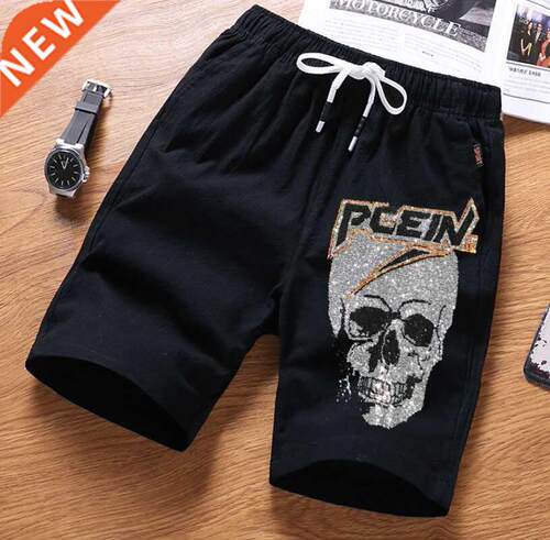 New Men's Summer Casual Skull Shorts Men Straight Shorts Ma