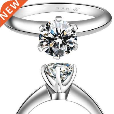 Solid 14K White Gold AU585 Ring 1.5CT Moissanite Diamond Eng