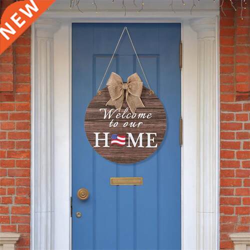 Interchangeable Door Hanging Wreath Wooden Welcome Door Plat