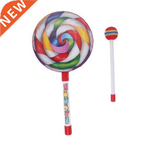 Lollipop Shpe Drum with Rinbow Color Mllet Music Rhythm