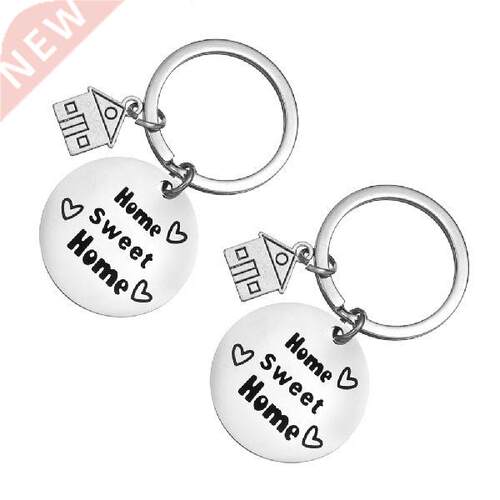 2pcs Keychain Stainless Steel Heart Key Rings Key Holder