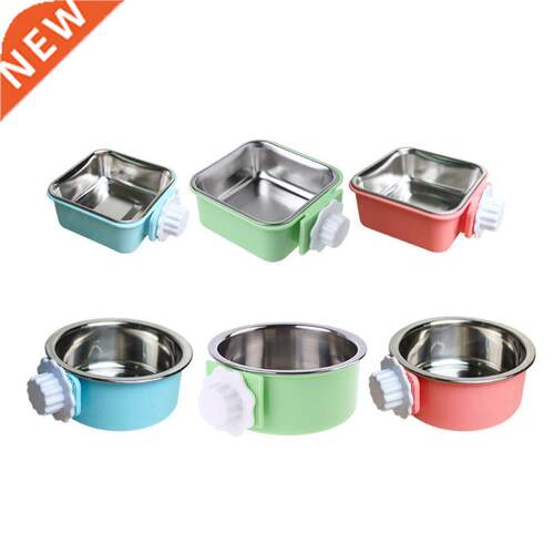 B0KB 1 Set Pet Feeder Cats Dogs Bowl Stainless Steel Dog