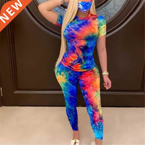Tie-Dye Two Piece Set Women Summer Clothes Casual Sportswear