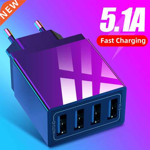 Universal 4 USB Travel Mobile Phone Charger Adapter For iPho