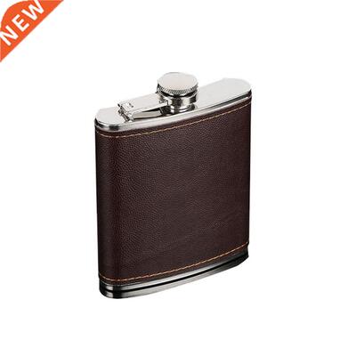 Men Faux Leather Wrapped Stainless Steel Vodkasr Whiskey