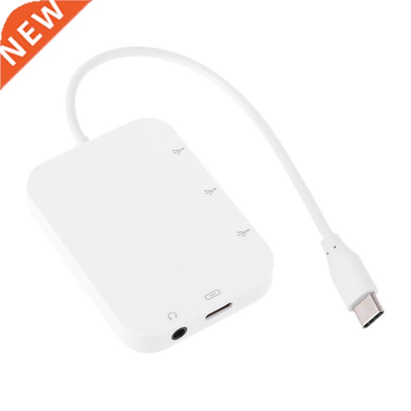 Type C to 3x USB 2.0 Hub Adapter USB C PD Charging 3.5mm aud