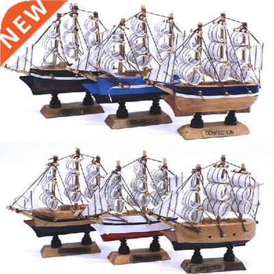 Wooden Crafts Sailing Boat Figurine Ornament Vintage