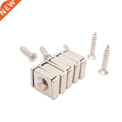 5PCS Strong Neodymium Rectangular Pot Magnets Countersunk Ho