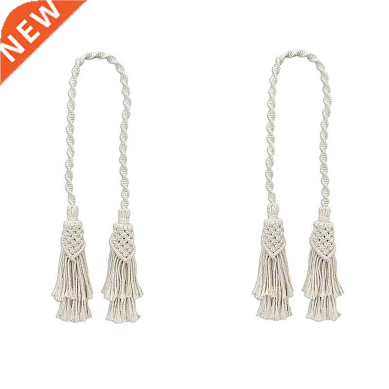 2Pcs Bohemian Curtain Tiebacks Cotton Macrame Tassel