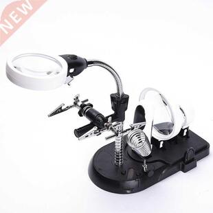 2 in 1 2.5X 5X 16X LED Lamps DeskMagnifier Clips Glass Loupe
