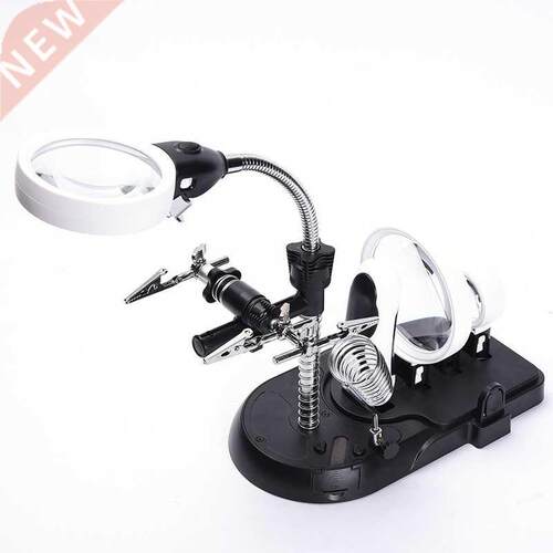 2 in 1 2.5X 5X 16X LED Lamps DeskMagnifier Clips Glass Loupe