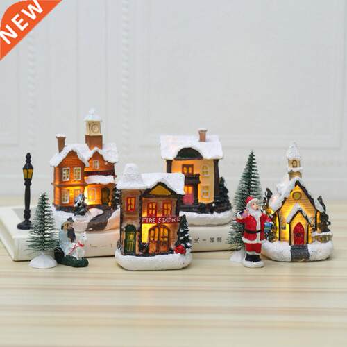 Christmas Snow House Light Merry Christmas Decoration Resin