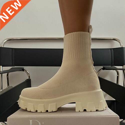 Autumn New Socks Shoes Woman Stch Fabric Mid-Calf Casual Pla