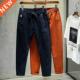 waist Men Orange Drawstring Navy elastic Pant Autumn Harem