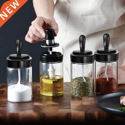 Glass Seasoning Bottle Spice Jar Condiment Container Salt