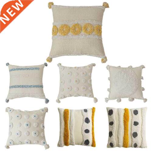 Trbal Boho Ethnc Tufted Throw Pllow Case Handwoven